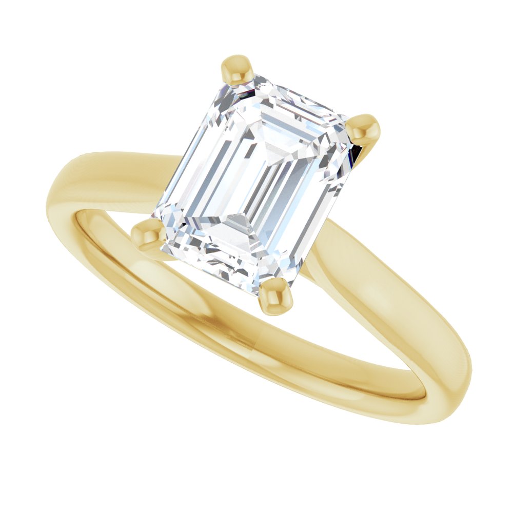 Emerald Diamond Solitaire Engagement Ring