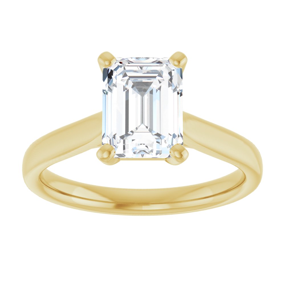 Emerald Diamond Solitaire Engagement Ring