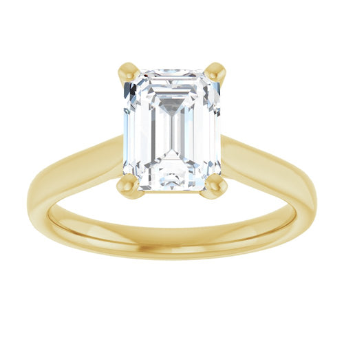 Emerald Diamond Solitaire Engagement Ring