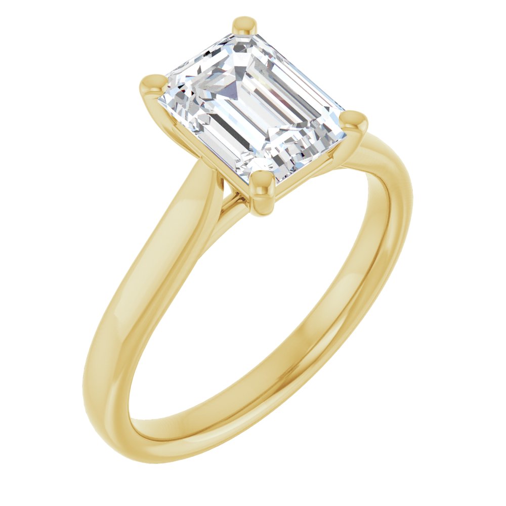 Emerald Diamond Solitaire Engagement Ring