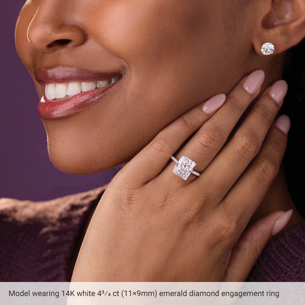 Emerald Diamond Solitaire Engagement Ring