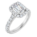 Emerald Diamond Halo Engagement Ring