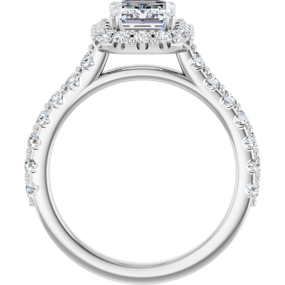 Emerald Diamond Halo Engagement Ring