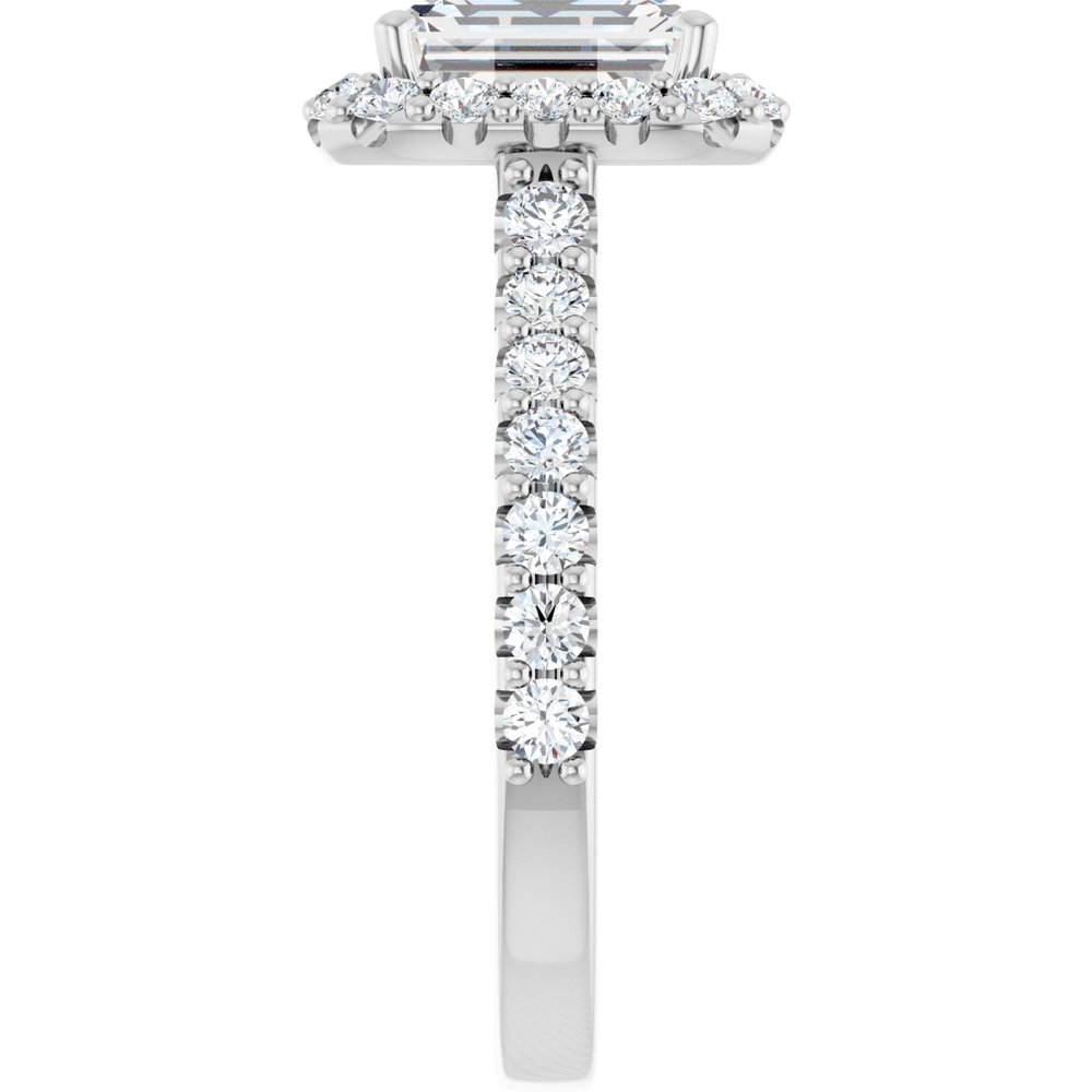 Emerald Diamond Halo Engagement Ring