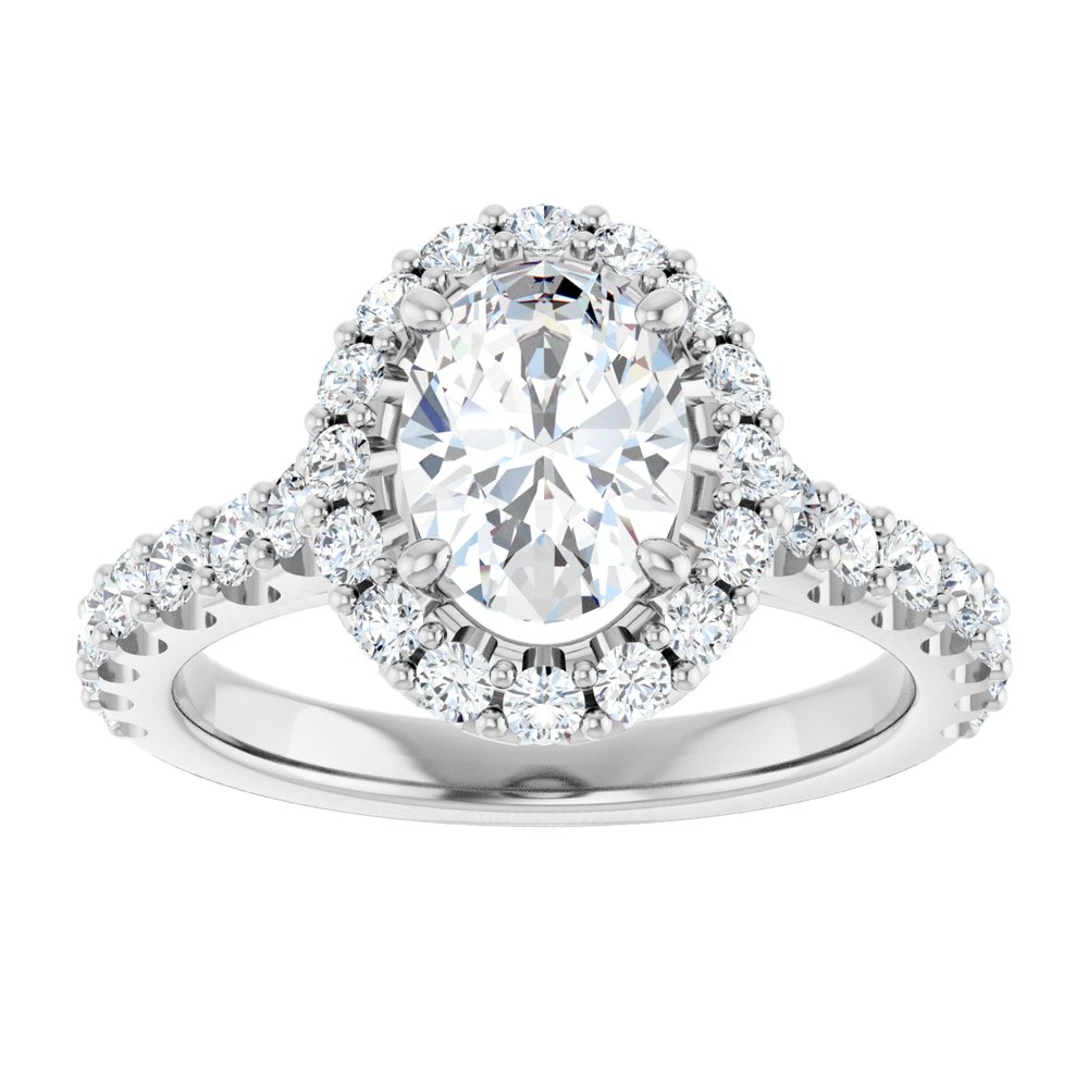 Oval Diamond Halo Engagement Ring