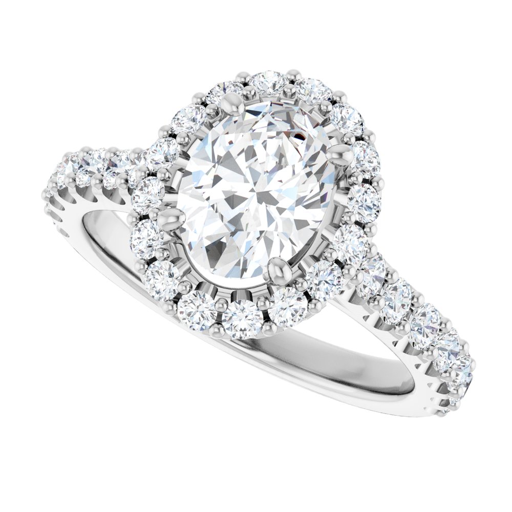 Oval Diamond Halo Engagement Ring