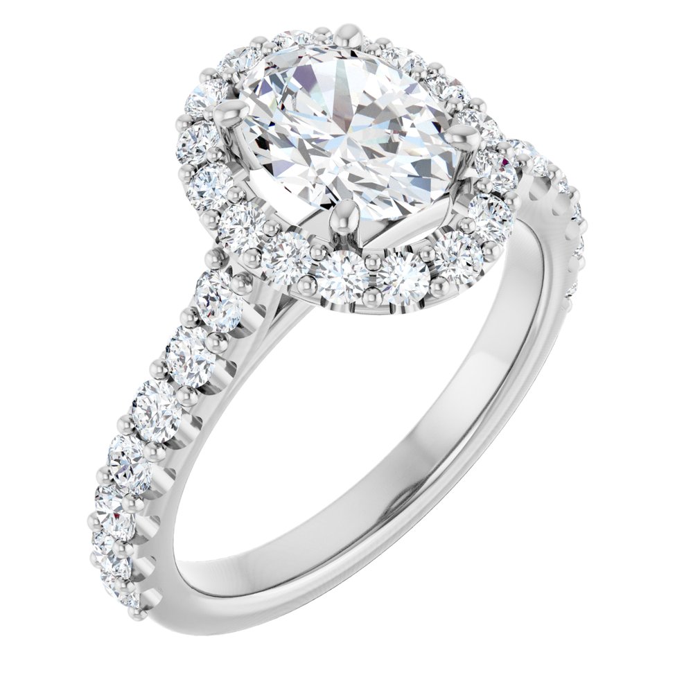 Oval Diamond Halo Engagement Ring