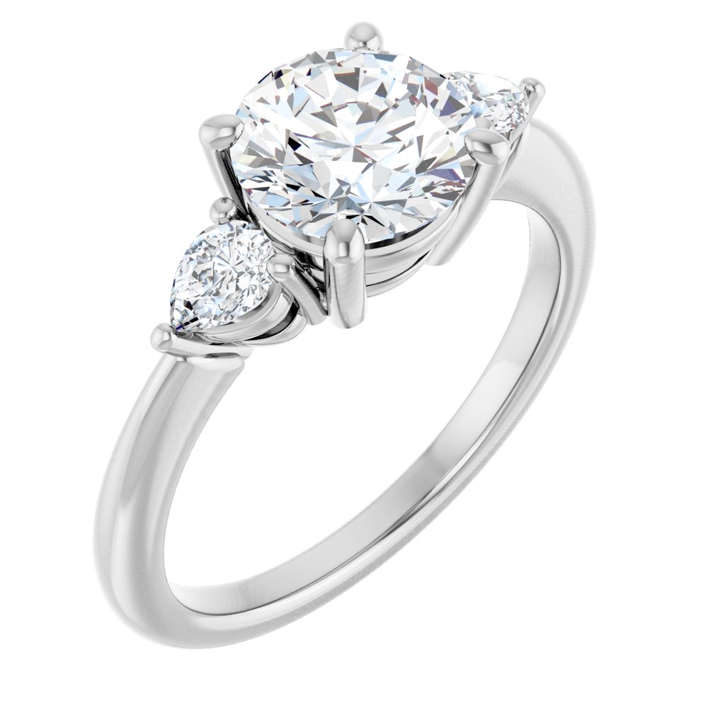 Round Diamond Three Stone Engagement Ring