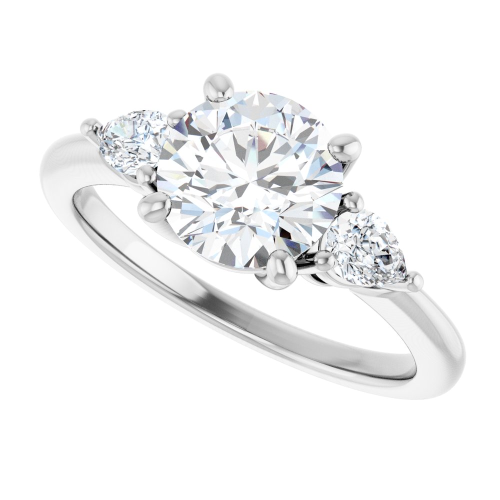 Round Diamond Three Stone Engagement Ring