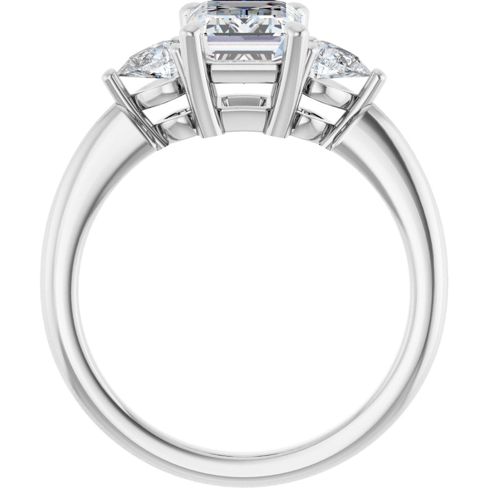 Emerald Diamond Three Stone Engagement Ring