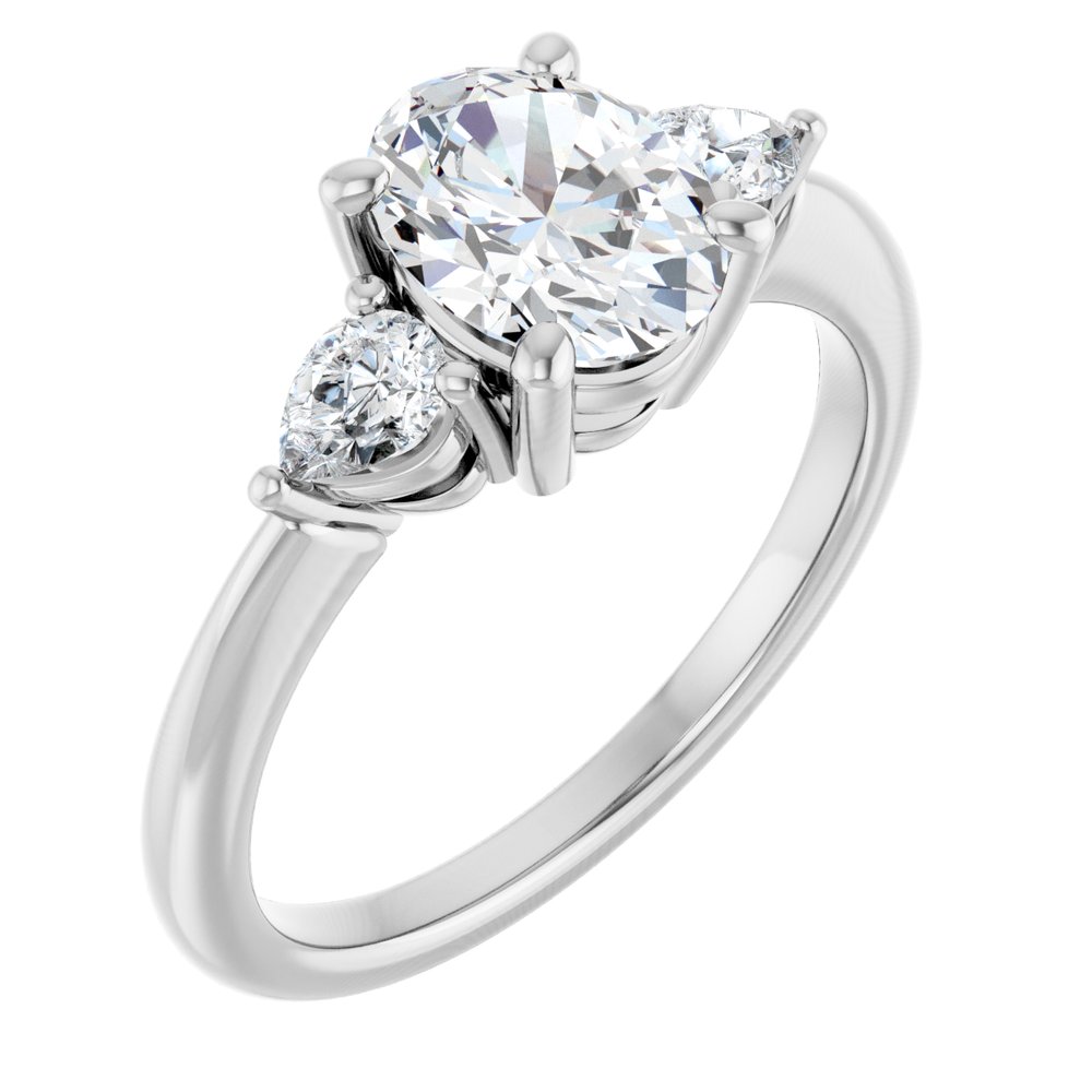 Oval Diamond Three Stone Engagement Ring