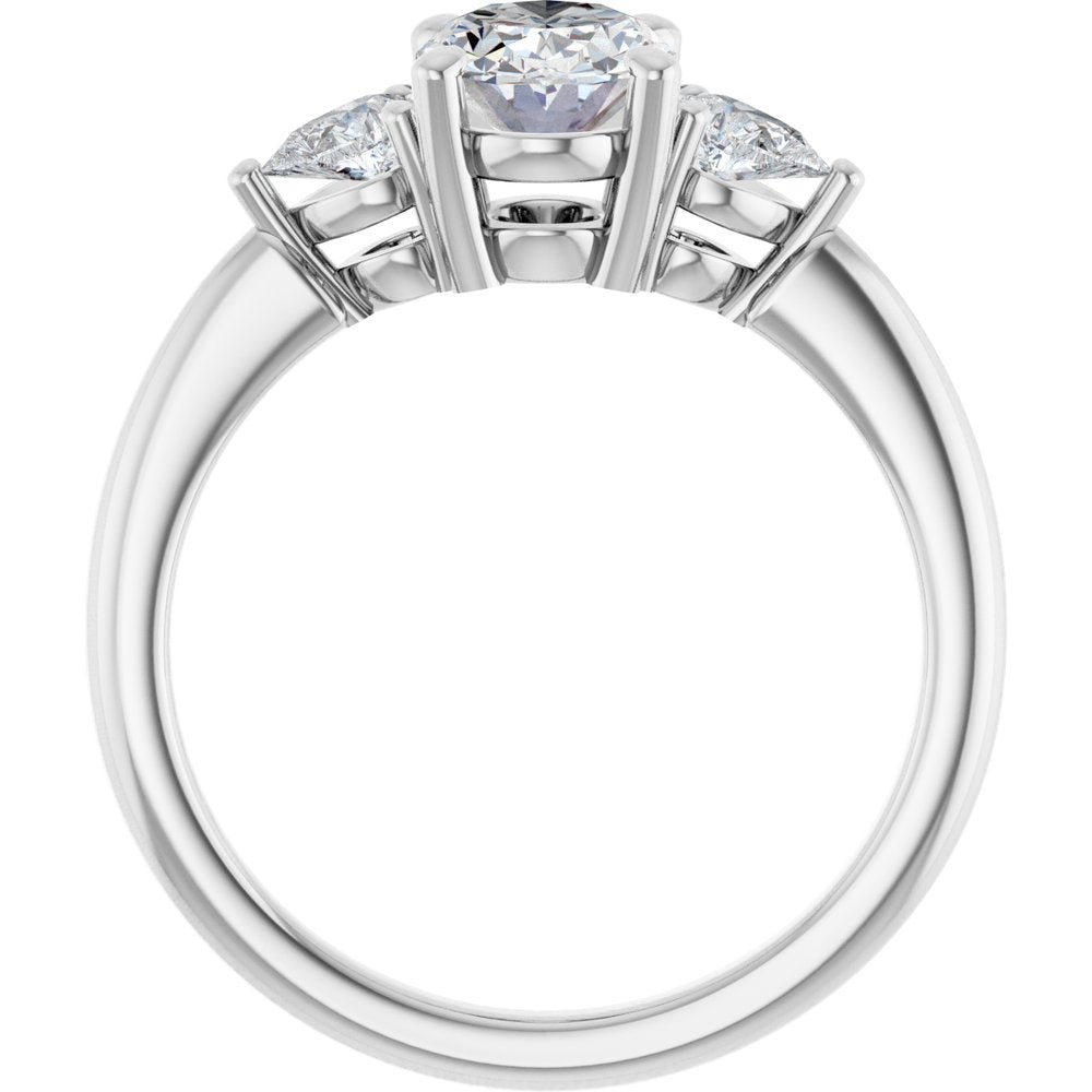 Oval Diamond Three Stone Engagement Ring