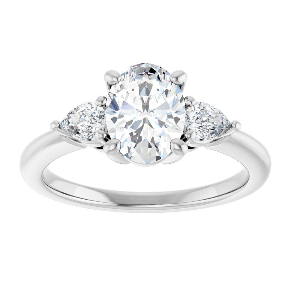 Oval Diamond Three Stone Engagement Ring