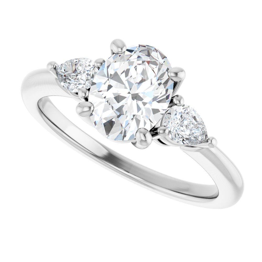 Oval Diamond Three Stone Engagement Ring