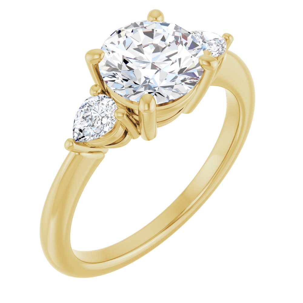 Round Diamond Three Stone Engagement Ring