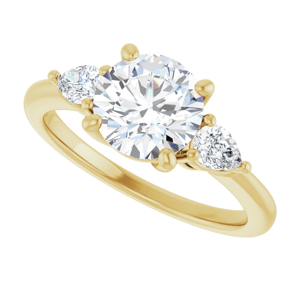 Round Diamond Three Stone Engagement Ring