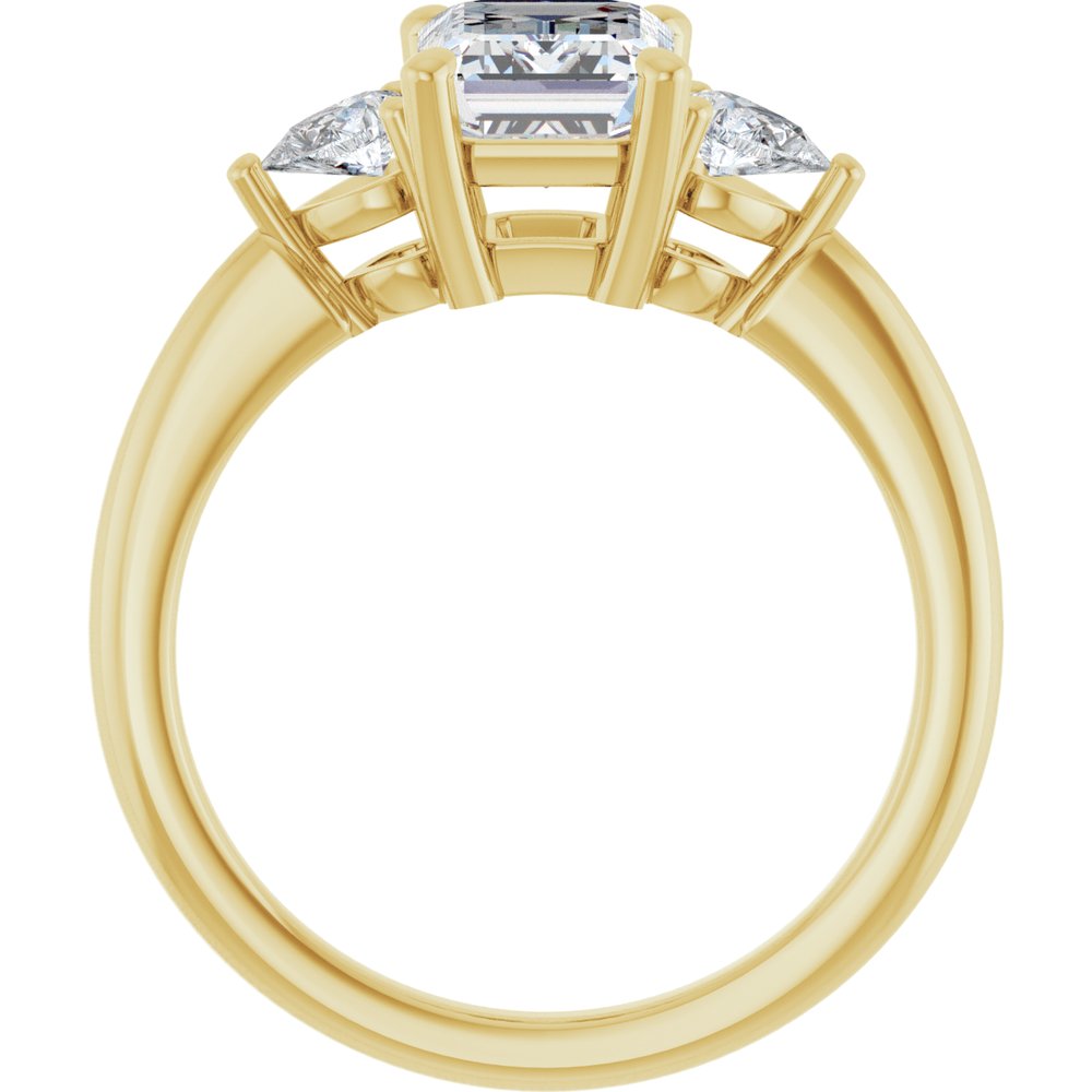 Emerald Diamond Three Stone Engagement Ring