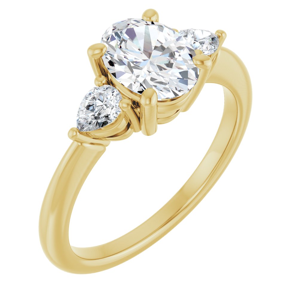 Oval Diamond Three Stone Engagement Ring
