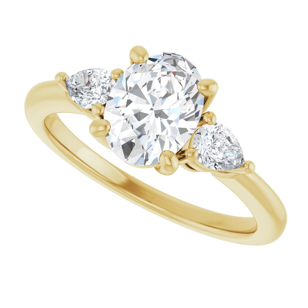 Oval Diamond Three Stone Engagement Ring