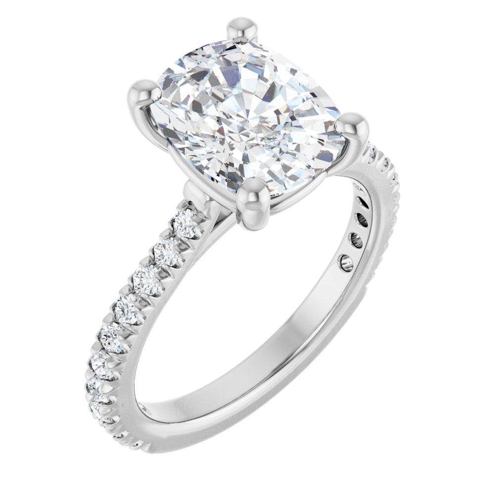 Cushion Cut Diamond Pavé Engagement Ring