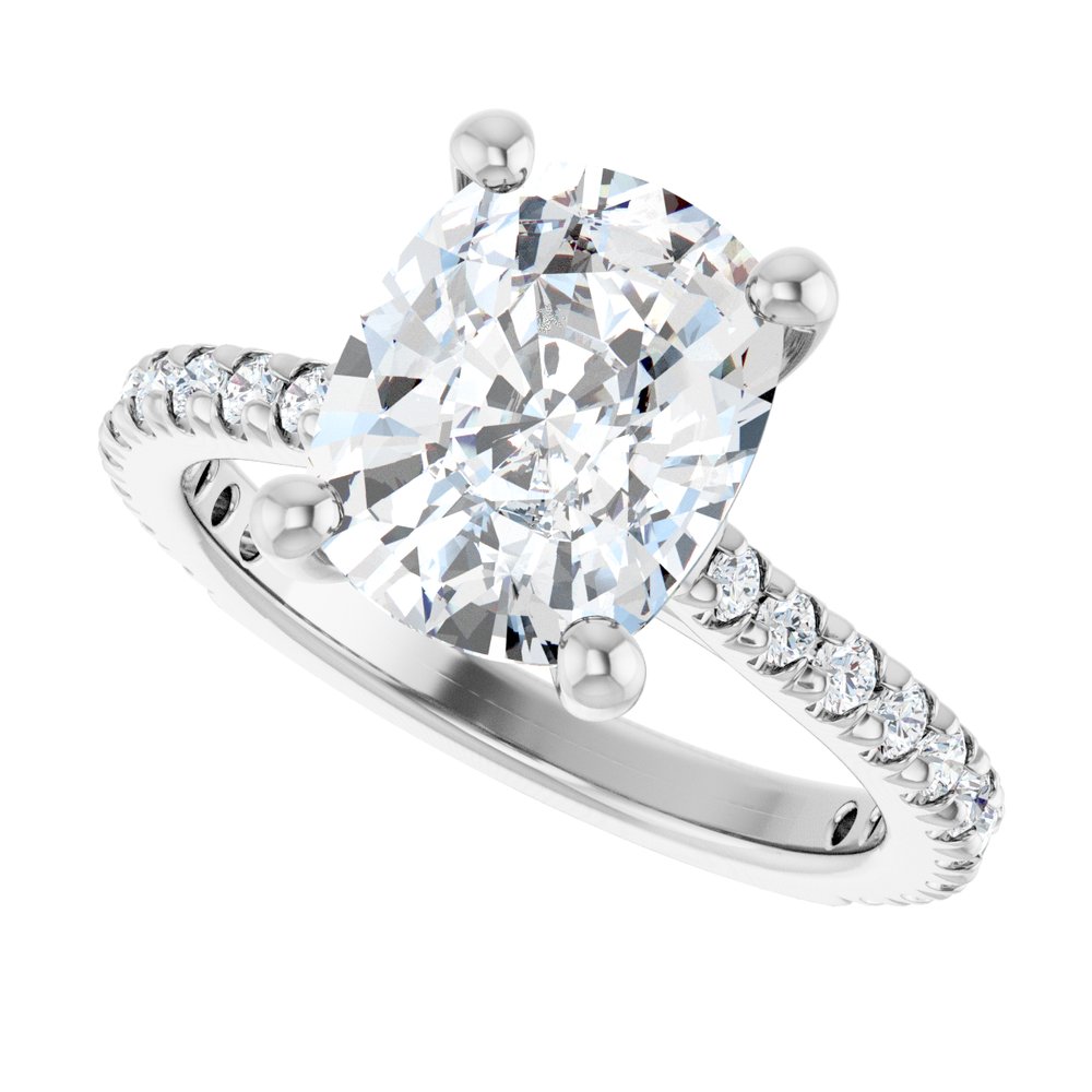 Cushion Cut Diamond Pavé Engagement Ring