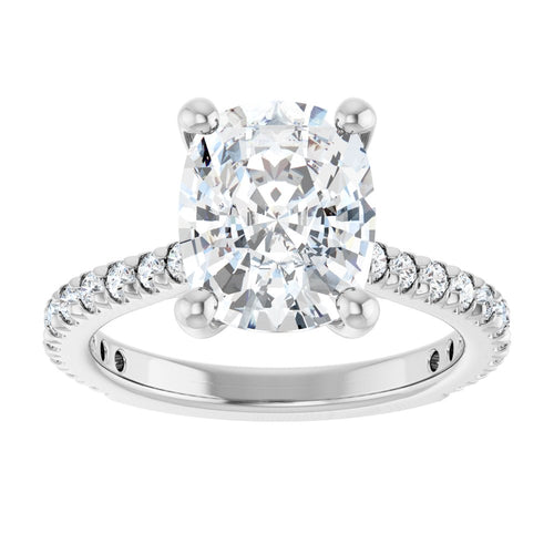 Cushion Cut Diamond Pavé Engagement Ring