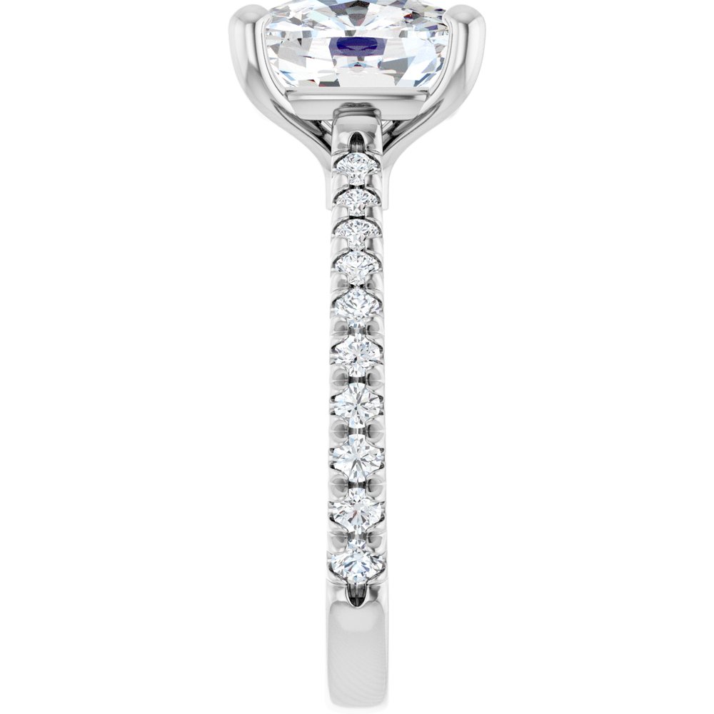 Cushion Cut Diamond Pavé Engagement Ring