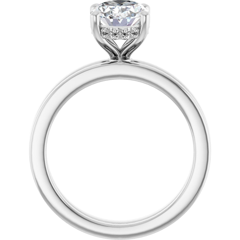 Oval Hidden Halo Diamond Engagement Ring