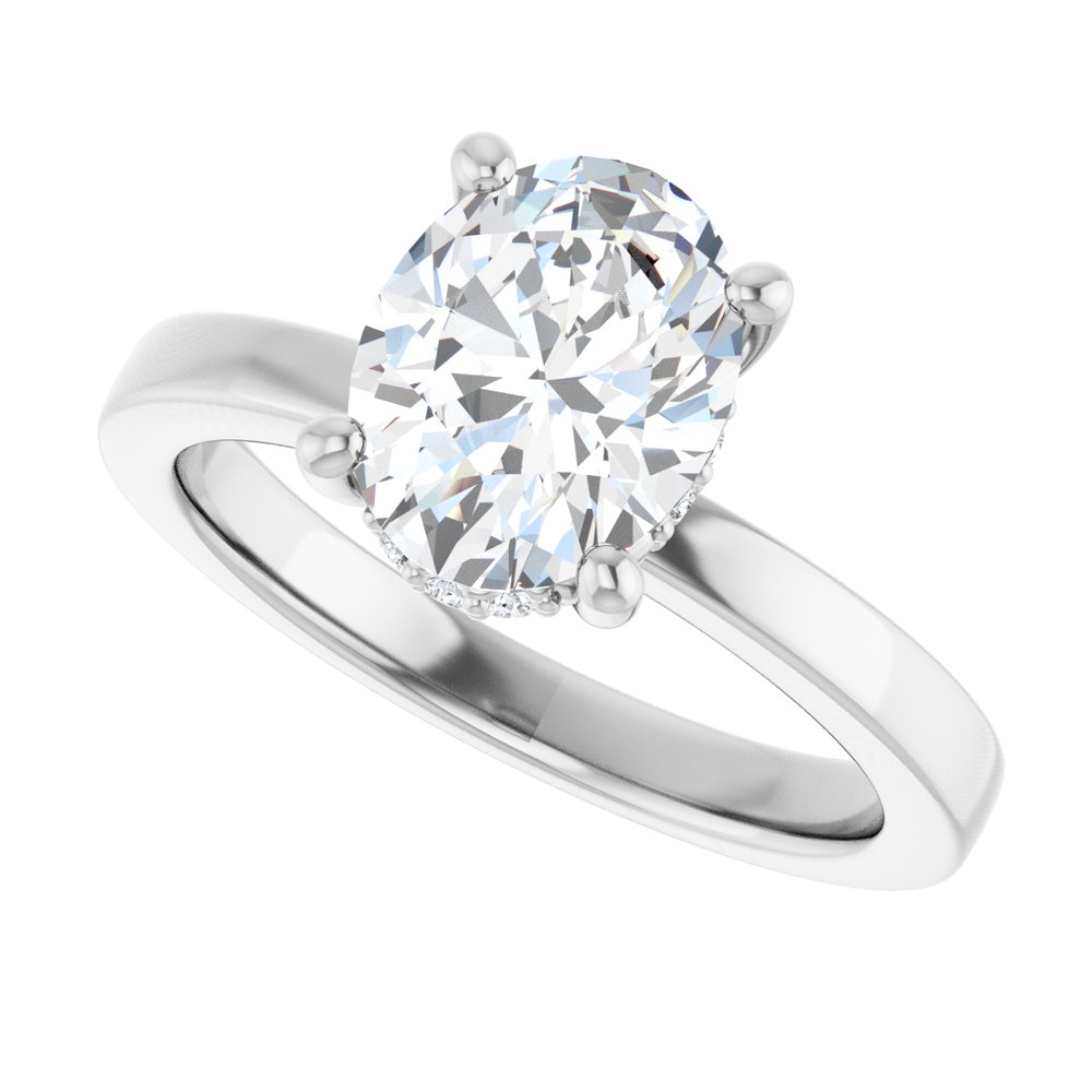 Oval Hidden Halo Diamond Engagement Ring