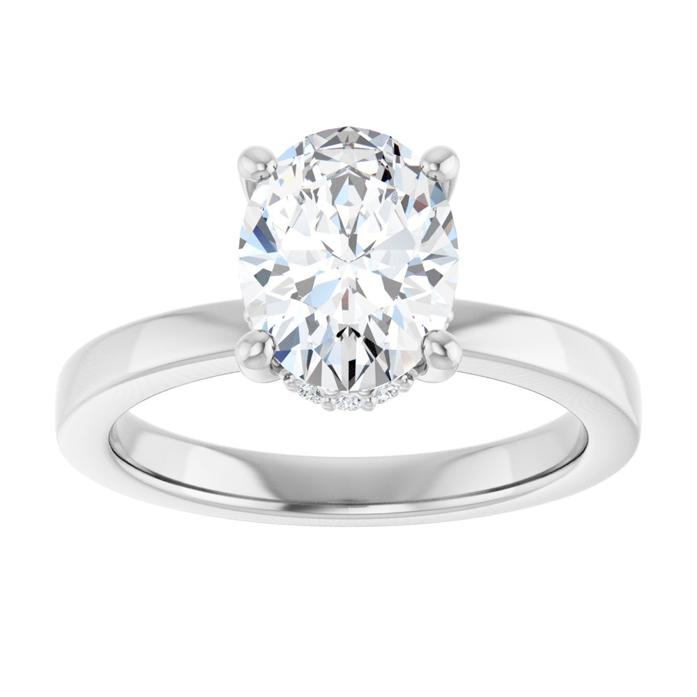 Oval Hidden Halo Diamond Engagement Ring