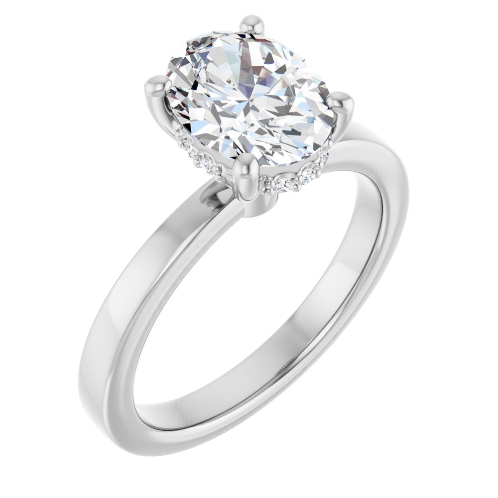 Oval Hidden Halo Diamond Engagement Ring