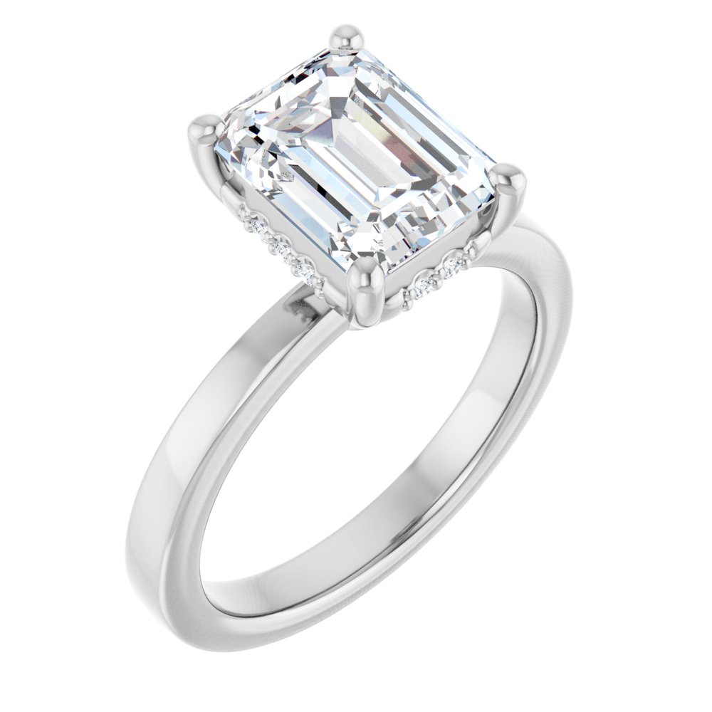 Emerald Hidden Halo Diamond Engagement Ring