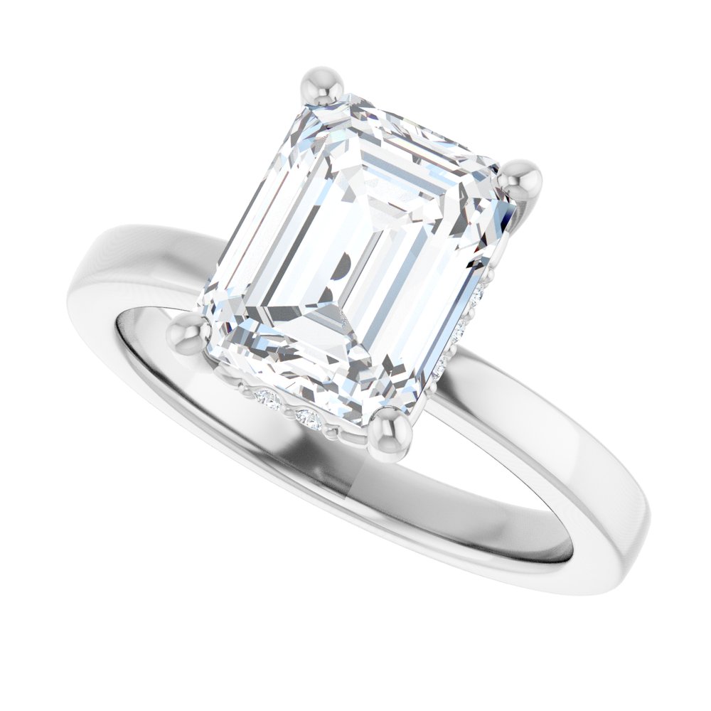Emerald Hidden Halo Diamond Engagement Ring