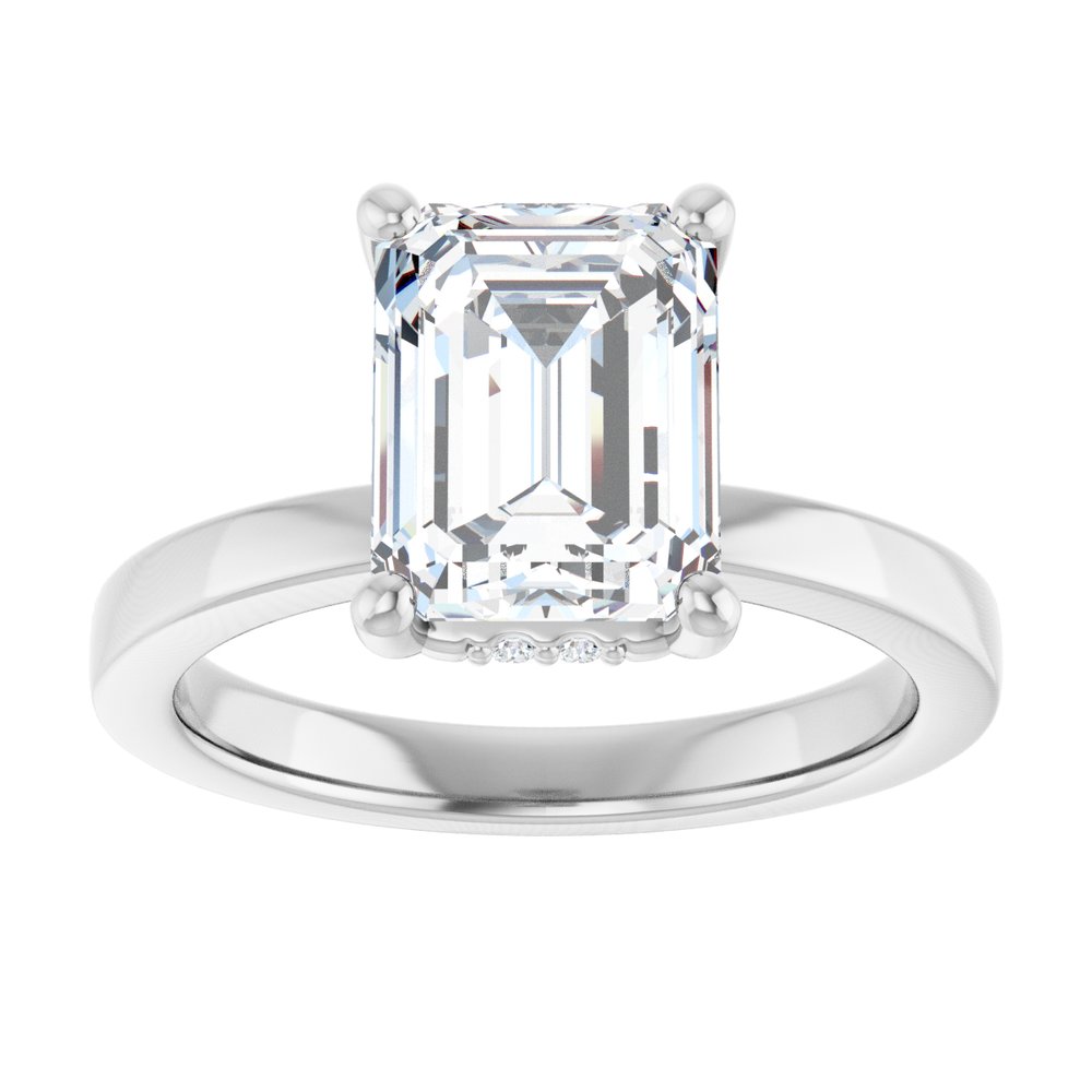 Emerald Hidden Halo Diamond Engagement Ring