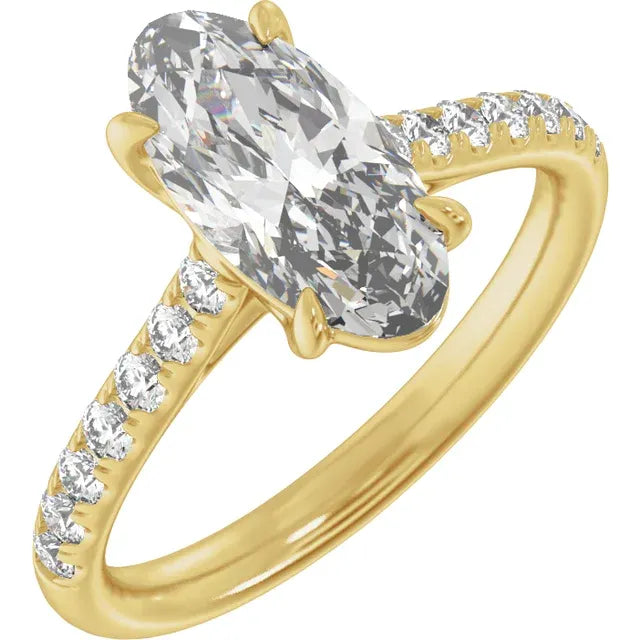 Oval Diamond Accented Engagement Ring