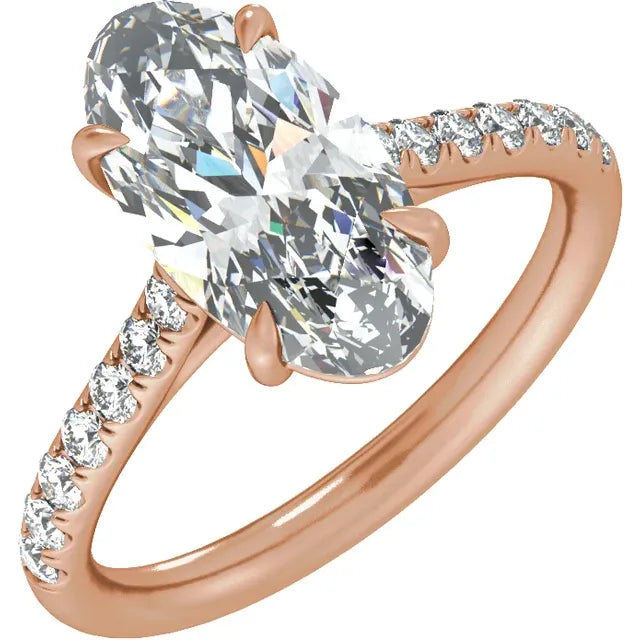 Oval Diamond Accented Engagement Ring