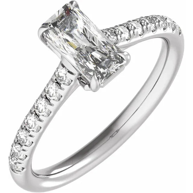 Radiant Diamond Accented Engagement Ring
