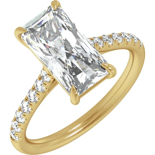 Radiant Diamond Accented Engagement Ring