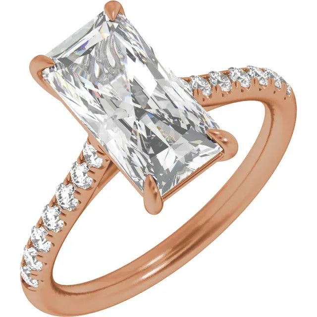 Radiant Diamond Accented Engagement Ring