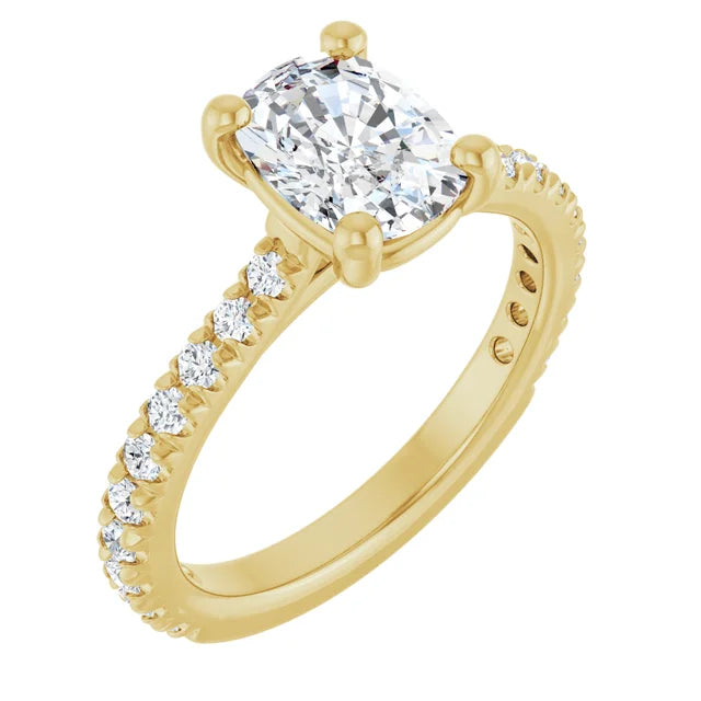 Cushion Cut Diamond Pavé Engagement Ring