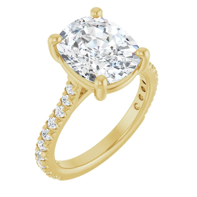 Cushion Cut Diamond Pavé Engagement Ring