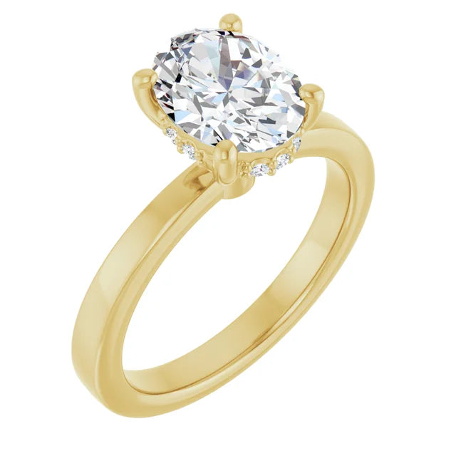 Oval Hidden Halo Diamond Engagement Ring
