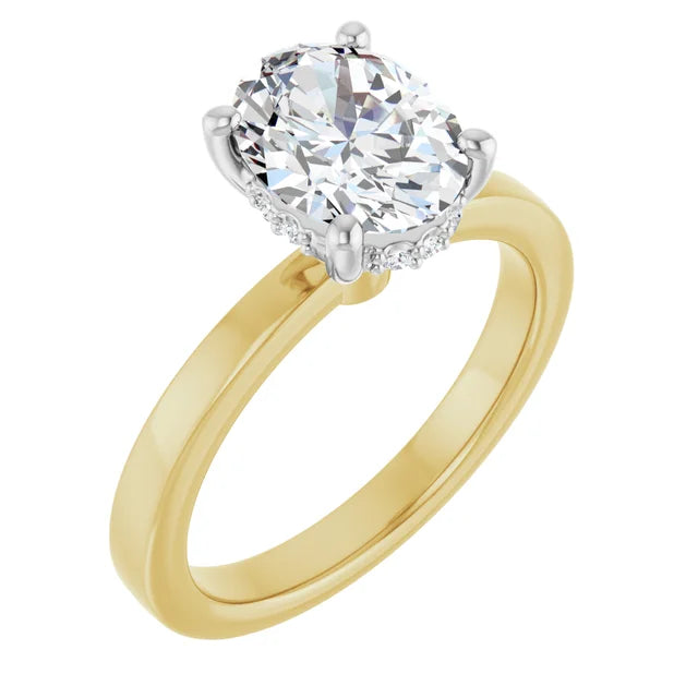 Oval Hidden Halo Diamond Engagement Ring