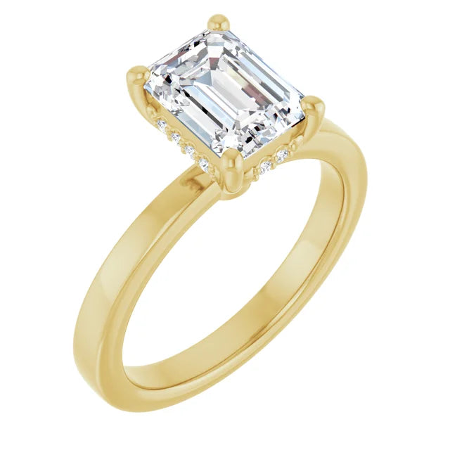 Emerald Hidden Halo Diamond Engagement Ring