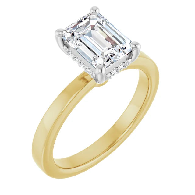 Emerald Hidden Halo Diamond Engagement Ring