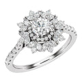 Round Diamond Floral Halo Engagement Ring