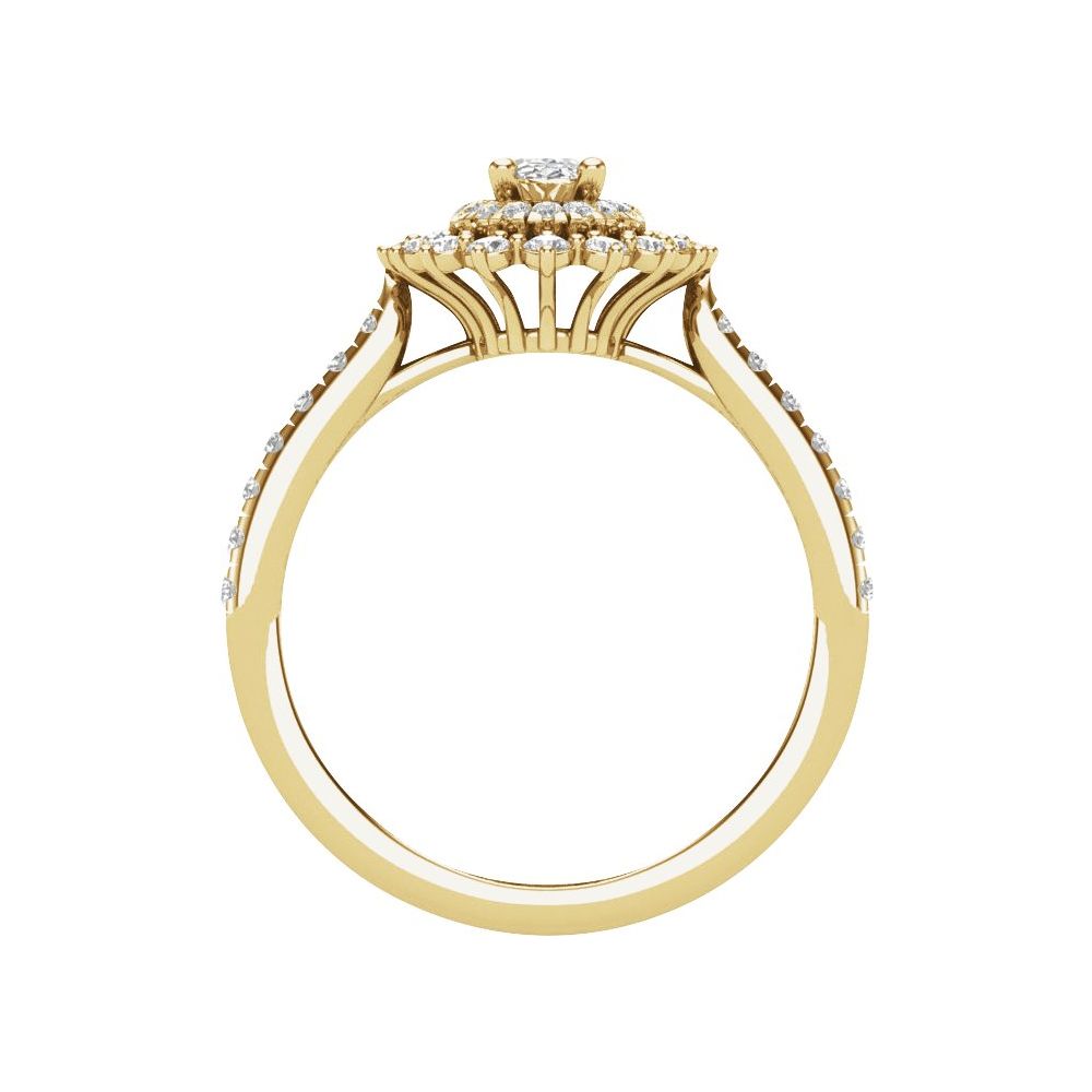 Oval Halo Diamond Cluster Engagement Ring