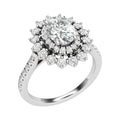 Oval Halo Diamond Cluster Engagement Ring