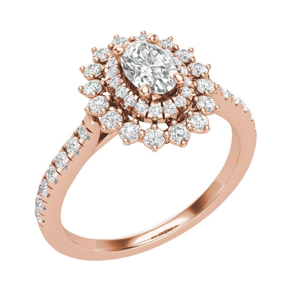 Oval Halo Diamond Cluster Engagement Ring