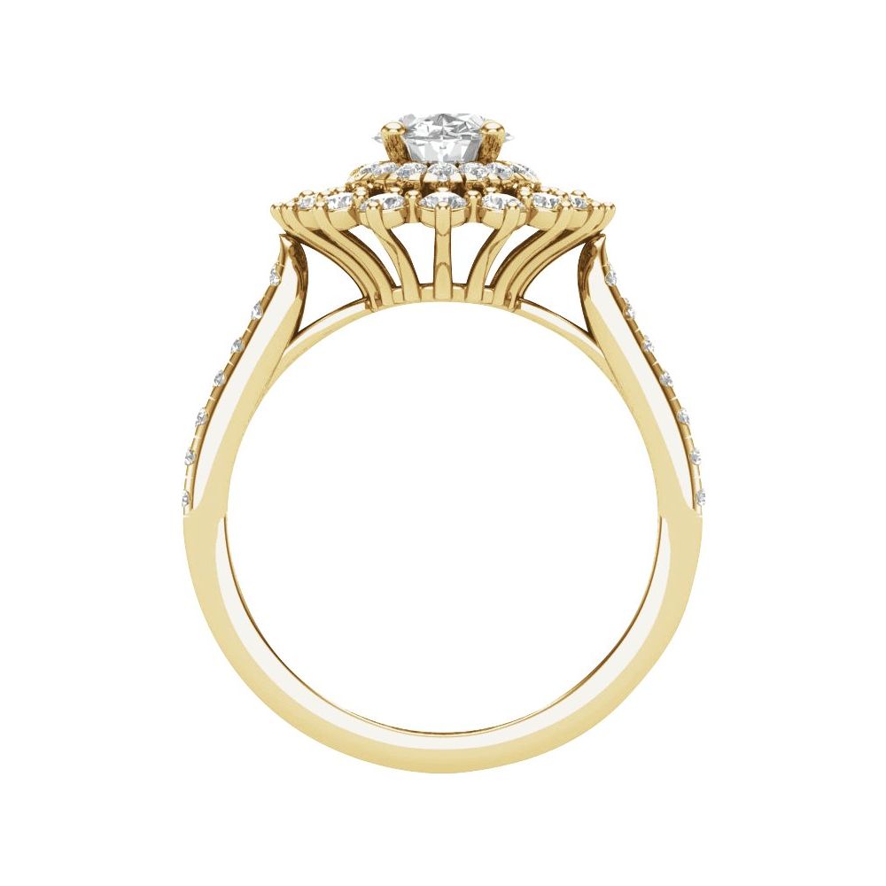 Oval Halo Diamond Cluster Engagement Ring